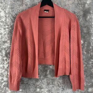 Salon Studio Womens Size L Open Front Knitted Cardigan Sweater Muted Pink